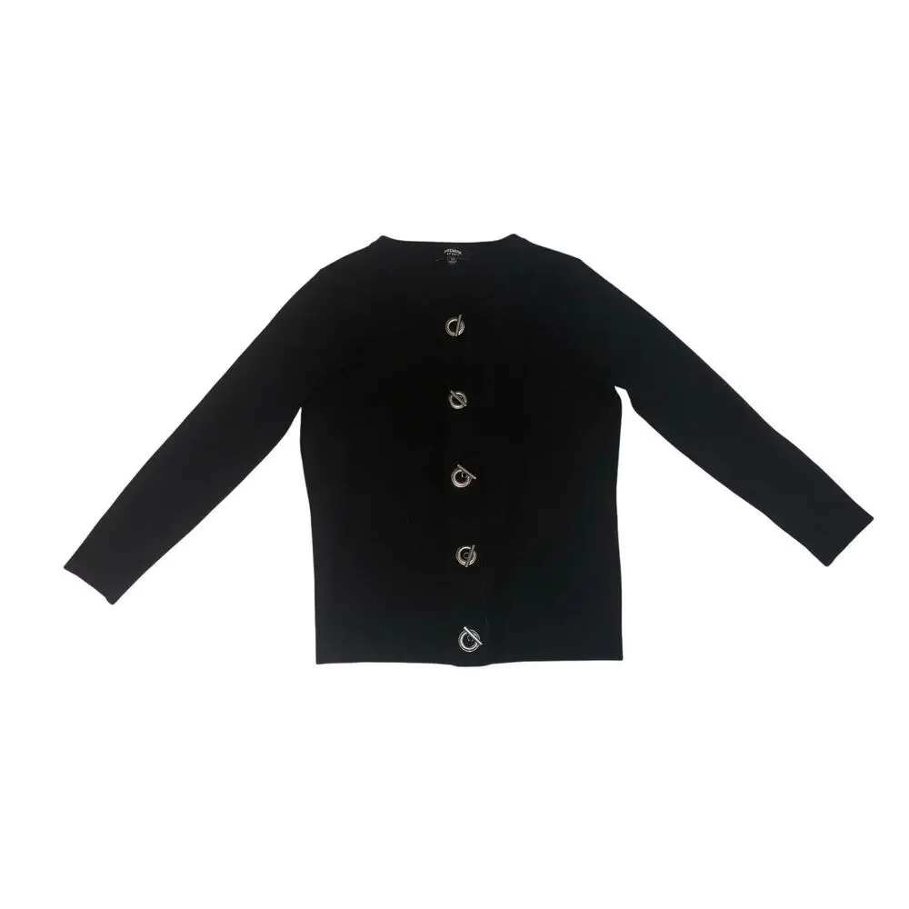 Premise Studio Black Cardigan Size XS Silver Toggle Closure Sweater Top